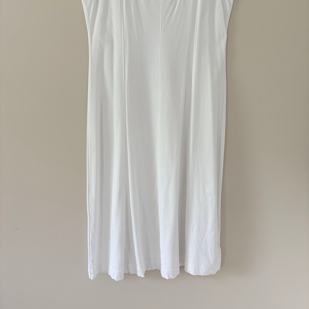 Everlane Cotton Midi Dress L White Tank Scoop Neck Seam Detail Sleeveless - Picture 7 of 10